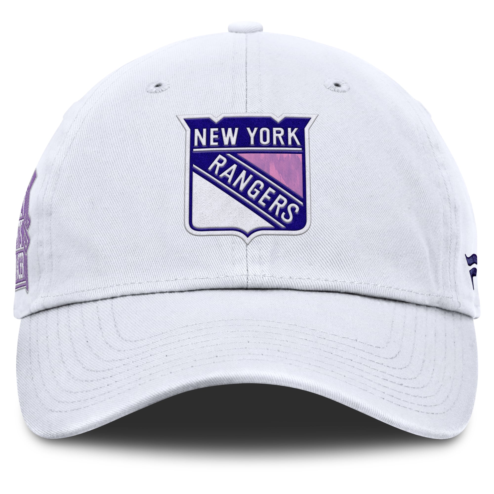 Men's Fanatics White New York Rangers Authentic Pro Hockey Fights Cancer Adjustable Hat